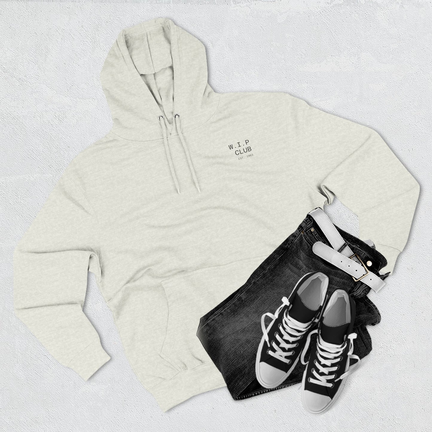 Cozy Fleece Hoodie with 'W.I.P Club' Design, Perfect for Casual Wear, Gift for Creatives, Comfortable and Trendy Sweatshirt