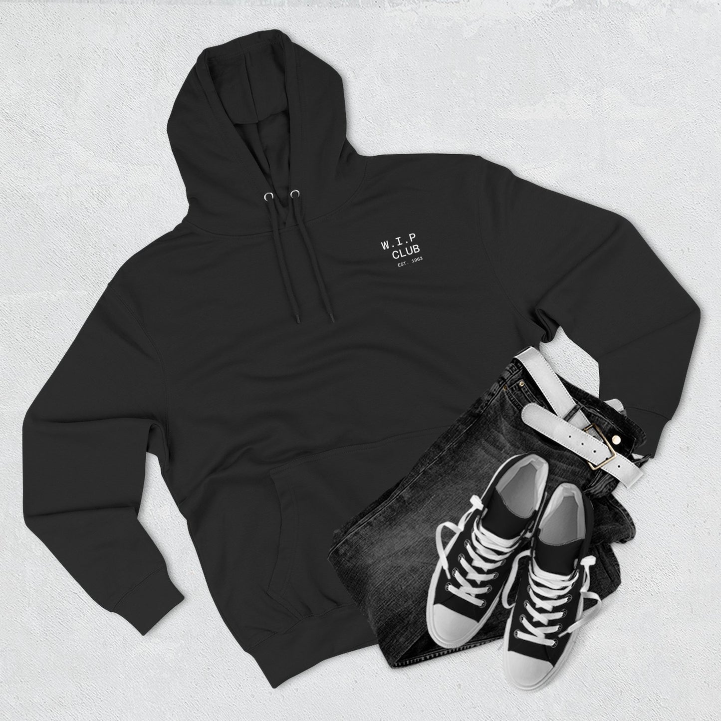 Cozy Fleece Hoodie with 'W.I.P Club' Design, Perfect for Casual Wear, Gift for Creatives, Comfortable and Trendy Sweatshirt