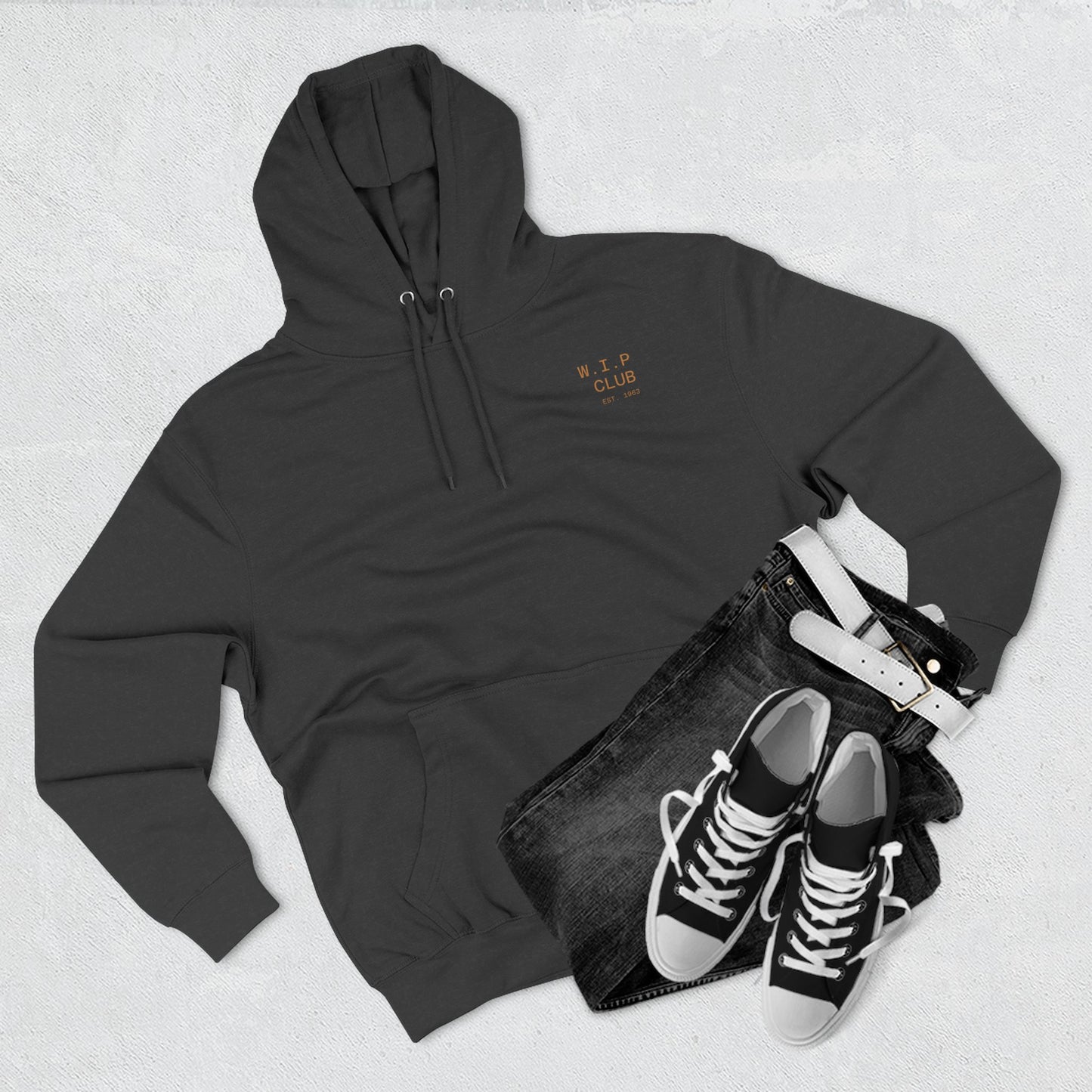 Cozy Fleece Hoodie with 'W.I.P Club' Design, Perfect for Casual Wear, Gift for Creatives, Comfortable and Trendy Sweatshirt