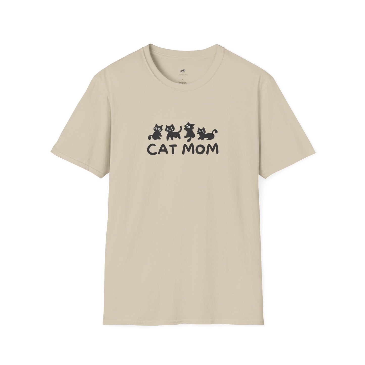 Cat Mom Unisex Softstyle T-Shirt | Cute Cat Lover Tee, Gift for Cat Owners, Perfect for Birthdays, Casual Wear, Animal Lovers